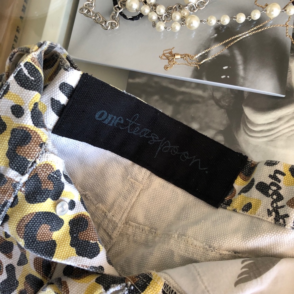 One Teaspoon Leopard Bandits Denim Cutoff Shorts - Picture 2 of 8